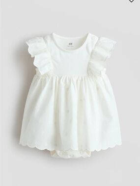 H&M Cream Eyelet Ruffle Baby Dress Bodysuit